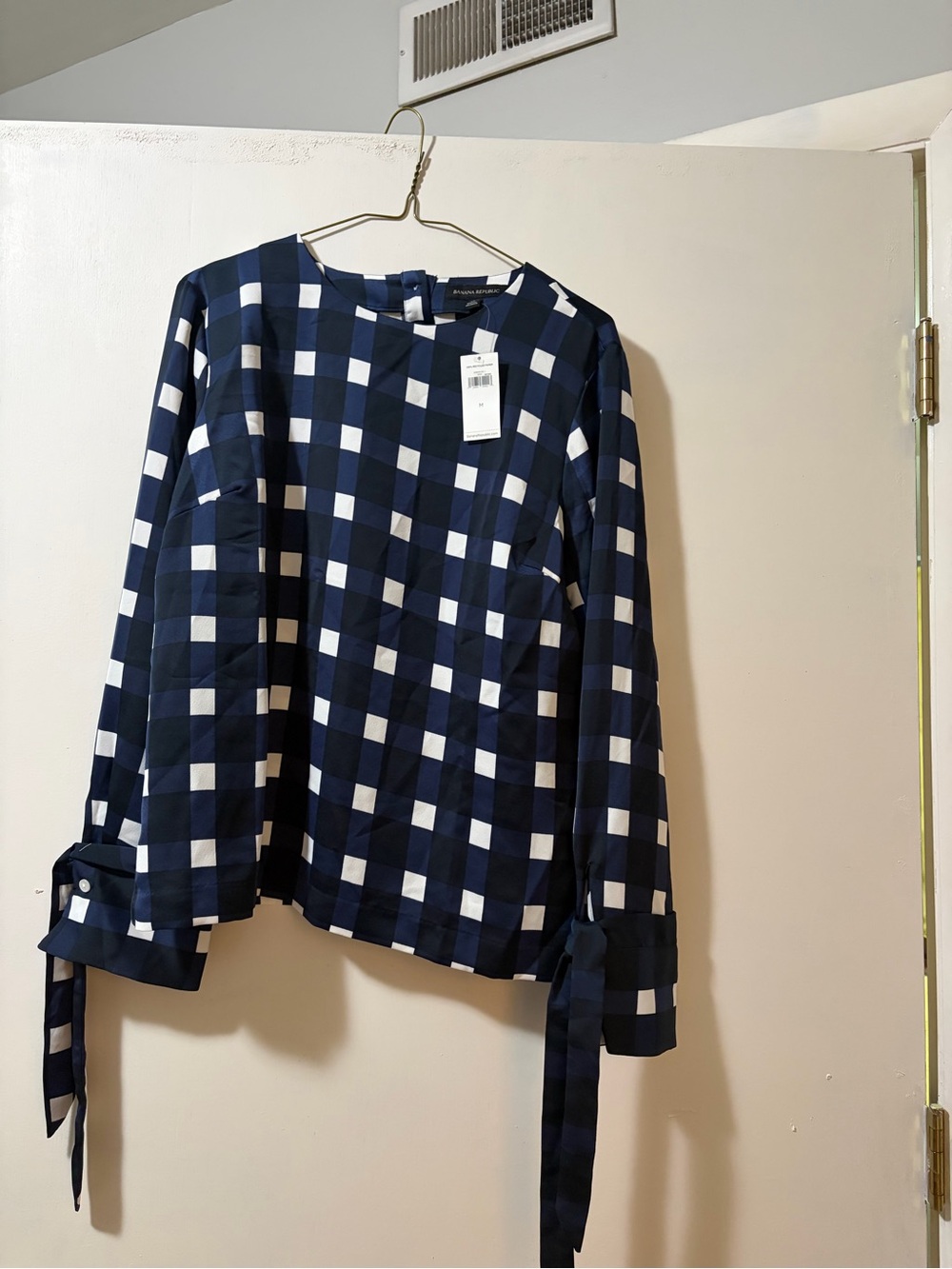 Banana Republic Navy and White Check Button-Down Shirt